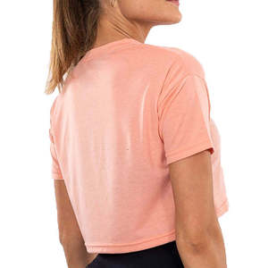 T-shirt court pour femme de qualité supérieure, à manches courtes, col rond, style décontracté, coupe ajustée, couleur unie, respirant, style été - Product Image 2