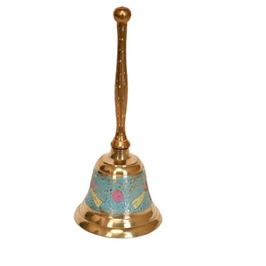 Campana de oración tradicional de latón de gran venta, con mango ornamentado, acabado dorado artesanal, forma moderna, decorativa, para templo, de fábrica. - Product Image 3