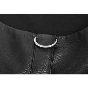 <b>Men's</b> Gothic Longsleeve Shirt Slim Fit T-Shirt with Faux Leather Stand-up Collar and D-Ring Shoulder Straps - Product Image 5