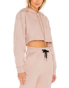 Customization Women Two Piece <b>Tracksuit</b> Pullover <b>Pink</b> Cotton Cropped Hoodie And Jogger Pants Good Quality Fabric Woman <b>Tracksuit</b> - Product Image 4