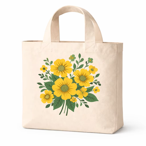 AMANI Premium 300gsm Cotton <b>Canvas</b> <b>Tote</b> Bag Floral Print Eco Friendly Reusable Shopping Bag Custom Logo Heavy Duty Washable - Product Image 1