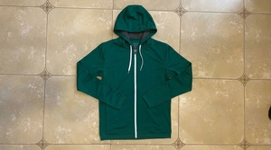 Sweat-shirt à capuche zippé vert à manches longues unisexe, couleur unie, coupe classique, polyester, à porter toute l'année - Product Image 1
