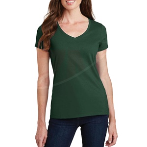 T-shirt en coton uni pour femme, coupe ajustée, manches courtes, tissu doux, respirant, décontracté, mode minimaliste pour tous les jours, avec impression de logo personnalisé - Product Image 1