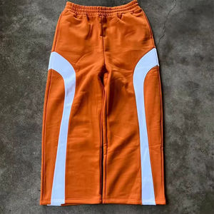 Pantalones de hombre rectos, curvos, a rayas, personalizados, de pierna ancha, holgados, 100% algodón, felpa francesa, bordados, estilo urbano, OEM - Product Image 6