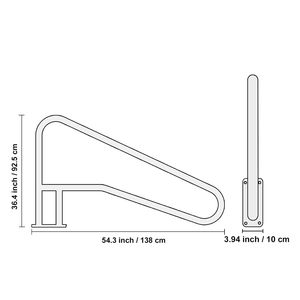 2 Pezzi Corrimano per Piscina in Acciaio Inossidabile 55 x 32 Pollici con Piastra di Base, Strumento e Accessorio per Ringhiera Piscina Interna/Esterna - Product Image 2
