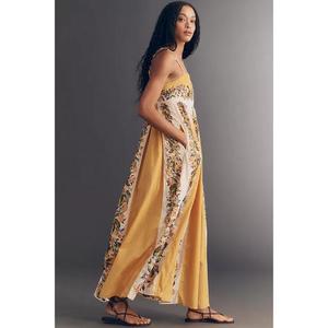 Vestido Largo Informal de Verano de Alta Calidad, Elegante, sin Mangas, con Cuello Cuadrado, Estampado Floral, para Mujer, 100% Algodón y Lino - Product Image 2