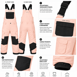 <b>Waterproof</b> Breathable Women's Ski Bib Pants Windproof Insulated Winter Snowboard <b>Overalls</b> Outdoor Sports Custom Skiing Trousers - Product Image 4