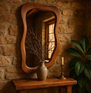 Rustic Wooden Wall <b>Mirror</b> Vintage Hanging <b>Mirror</b> for Home - Product Image 3
