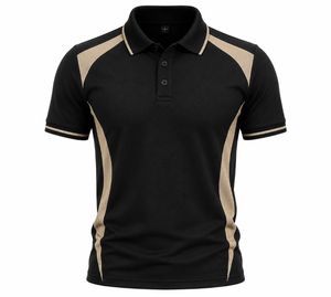 Polo de Manga Corta para Hombre, Color Beige con Bloques de Color, Tejido de Punto, Secado Rápido, Estilo Casual - Product Image 5