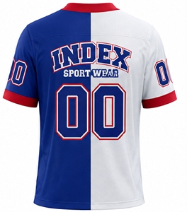 Camiseta de fútbol para hombre INDEX, cuello en V, manga corta, malla transpirable, bloques de color, número del equipo - Product Image 2
