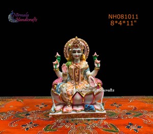 Estatua de la Diosa Lakshmi en Resina |   Artesanía Nirmala, Ídolo de Laxmi Pintado a Mano Tradicional para el Hogar, Templo, Decoración Diwali - Product Image 1