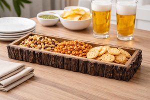 Handmade Rustic Wood Serving Tray with Bark Live Edge Decorative Wooden <b>Platter</b> for Home and Event Styling - Product Image 5