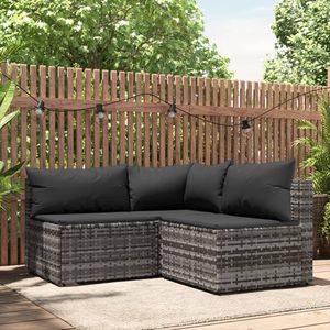 Juego de Muebles de Jardín de 3 Piezas en Poliratán Gris con Cojines - Product Image 1