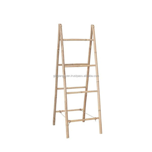 Estantes de Escalera Ecológicos de Bambú para Decoración, Toallero Multiusos y Estante Plegable Doble para Edredones, Diseño Moderno - Product Image 6