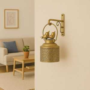 Gold Metal Wall Lantern Bird Design Hanging <b>Candle</b> <b>Holder</b> Sconce Moroccan Decorative <b>Bronze</b> Porch Home Decor Entryway Balcony - Product Image 5