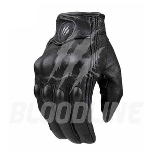 Black Leather Motorcycle <b>Gloves</b> Wrist Length Breathable Unlined Sporty Style for Cycling Outdoor Sports Four Seasons Use - Product Image 4