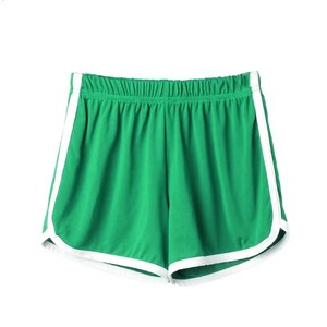 Shorts Deportivos de Punto Verde de Cintura Alta con Ribete Blanco, Cintura Elástica, Secado Rápido, Shorts para Mujer, Pedido al por Mayor OEM, Corte Moderno - Product Image 1