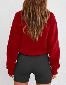 Sweat-shirt à capuche oversize pour femme, couleur bordeaux, coupe décontractée, demi-zip, manches longues, style streetwear, coupe ample, imprimé personnalisé sur le devant - Product Image 6
