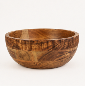 Ensaladera Artesanal de Madera de Acacia, Tazón Grande de Madera Natural Sólida para Servir Frutas y Verduras, Utensilios de Cocina y Vajilla - Product Image 1