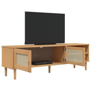 SENJA legno massello pino TV Stand 62.2 "x 15.7" x 19.3 "Rattan Look marrone - Product Image 4