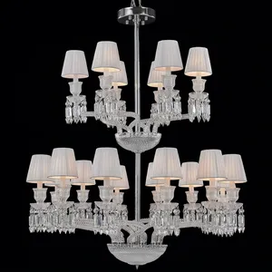 Lustre en cristal avec abat-jour blancs, style Hollywood Glamour, éclairage de plafond pour la décoration du salon - Product Image 4