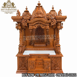 Premium Solid Wood Handmade Pashupatinath Mandir Buy <b>Large</b> Nepali Style Shikhara Temple Traditional Hindu Puja Cabinet for Home - Product Image 2