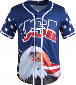 เสื้อธงชาติอเมริกัน เสื้อเบสบอล USA สำหรับผู้ชาย เสื้อวันชาติอเมริกา 4 กรกฎาคม เสื้อผู้ชายแขนสั้นติดกระดุม - Product Image 3
