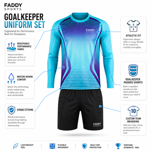 Ensemble de maillot de gardien de but personnalisé professionnel à manches longues, uniforme de gardien de but de football, combinaisons d'entraînement de football rembourrées pour hommes et enfants - Product Image 5