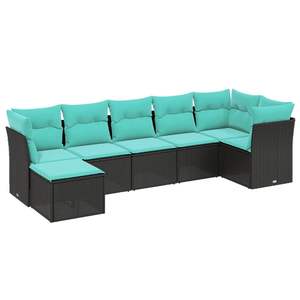 Grand ensemble de canapés de jardin modulaires en polyrotin noir, meubles d'extérieur modulaires élégants - Product Image 2