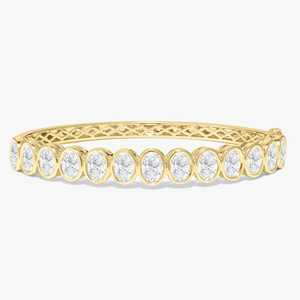 Oval Cut Lab Grown Diamond Bangles <b>Bracelet</b> Bezel Set 6.25" 14k 18k Gold Double Lock Bridal Jewelry <b>Cuff</b> <b>Bracelets</b> Wholesale - Product Image 1