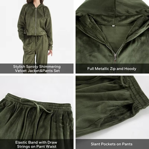 Ensembles de survêtements d'hiver pour femmes, ensembles de vêtements pour femmes, sweat à capuche en velours décontracté, pantalon ample à jambes larges - Product Image 4