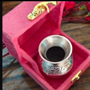 Silver-Plated Embossed <b>Lota</b> with Premium Velvet Presentation Box Traditional Indian Handicraft for Religious Puja - Product Image 1