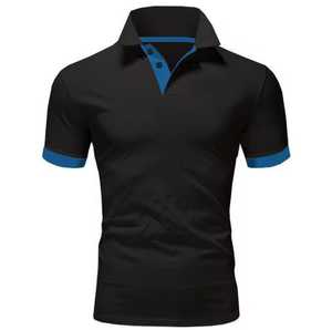 Men's Short Sleeve <b>Polo</b> Shirt Knitted Color Blocked Casual Style <b>Orange</b> Trim Collar and Cuffs - Product Image 3