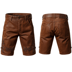 Pantalones Cortos de Gamuza Bávara para Hombre, Estilo Urbano, con Cintura Elástica, Resistentes al Viento y Transpirables, Ideales para Festivales - Product Image 2