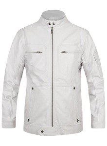 <b>Mens</b> White <b>Shearling</b> Leather B3 Flight <b>Jacket</b> - Product Image 1