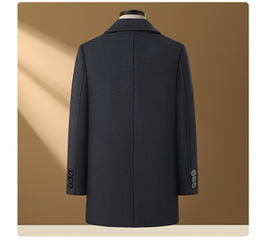 Winter Fashion Plus Size Trench Coat <b>Jacket</b> Warm Cashmere Solid Color Fleece <b>Long</b> Sleeve <b>Men's</b> Coats - Product Image 3