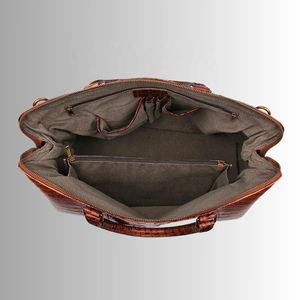 Bolsa de Viaje de Fin de Semana de Alta Calidad, Estilo Vintage, con Logotipo Personalizado, Patrón de Cocodrilo de Lujo, Bolsa de Cuero Genuino de Vaca - Product Image 3