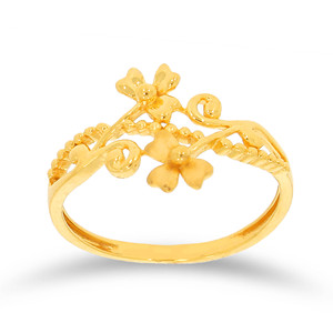 Elegant Double Flower Gold Plated <b>Adjustable</b> <b>Ring</b> for Women Nature Inspired Floral Vine Open Finger <b>Ring</b> - Product Image 1