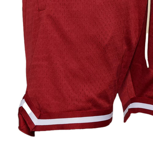 Shorts de sport décontractés pour hommes en toile unie, séchage rapide, respirants, couleur bordeaux, fabrication OEM, vente en gros - Product Image 5