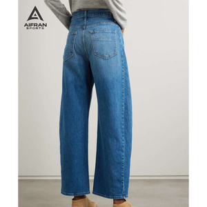 Jeans en denim Aifran Sports Premium à jambe large pour homme, coupe décontractée, style streetwear, fournisseur OEM - Product Image 3