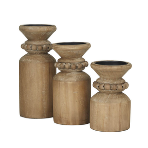 Porte-bougie en bois artisanal pour la décoration de Noël, au design intemporel et à l'esthétique festive haut de gamme. - Product Image 1