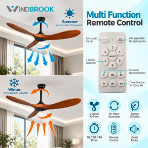 Windbrook 52 Inch <b>Ceiling</b> <b>Fan</b> with DC Motor Reversible Wood Blades Modern Flush Mount No <b>Light</b> - Product Image 3