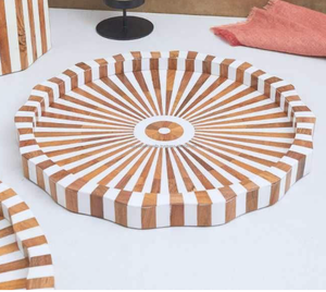 Bandeja de Servir Moderna y Ecológica de Madera para Ramadán y Bodas, Personalizable, Redonda, Decoración para el Hogar, Apta para Lavavajillas, Calidad Comercial, India - Product Image 2