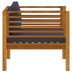 Chaise de patio en bois d'acacia massif avec coussins gris foncé Sièges confortables pour l'extérieur - Product Image 4