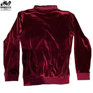 Survêtements en velours épais pour hommes, 2 pièces, col rond zippé, logo personnalisé en gros - Product Image 3