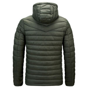 <b>Top</b> best quality Men Hooded Puffer Jacket Winter Windproof Slim Fit Solid Color Zipper Closure Polyester Wadding Casual Outwear - Product Image 2