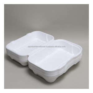 Meilleur prix pour les contenants alimentaires en bagasse à clapet, 1 compartiment, compatibles micro-ondes, en vrac, 500 pièces par carton, pour l'industrie de la restauration - Product Image 1