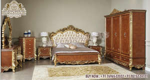 Lit King Size de style baroque impérial en or antique - Product Image 5