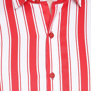 Men's <b>Red</b> <b>White</b> <b>Striped</b> Long Sleeve Dress <b>Shirt</b> Turn-down Collar Smart Casual Full Sleeve 100% Cotton Poplin Anti-Wrinkle - Product Image 6