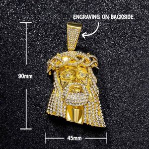 Pendentif Moissanite Hip-hop Iced Out, Breloque Jésus pleurant 3D, en Argent 925 Plaqué Or, Personnalisé - Product Image 3